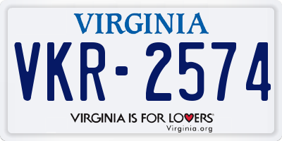 VA license plate VKR2574