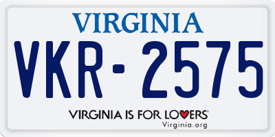 VA license plate VKR2575