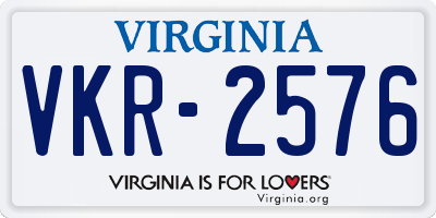 VA license plate VKR2576
