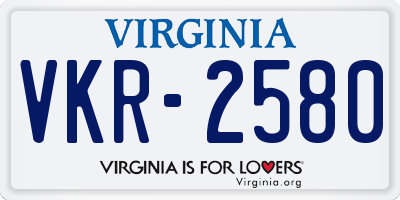 VA license plate VKR2580