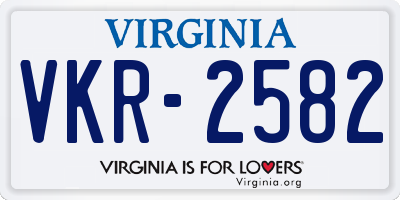 VA license plate VKR2582