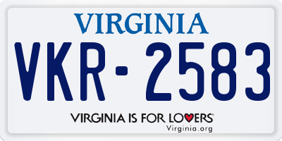 VA license plate VKR2583