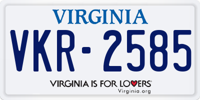 VA license plate VKR2585