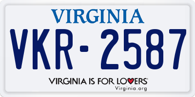 VA license plate VKR2587