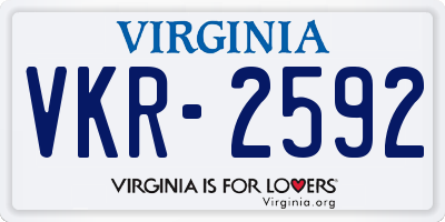 VA license plate VKR2592