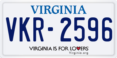 VA license plate VKR2596
