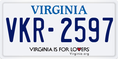 VA license plate VKR2597