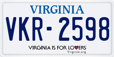 VA license plate VKR2598