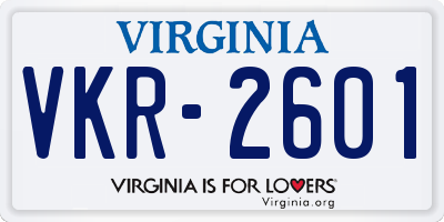 VA license plate VKR2601