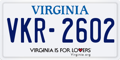 VA license plate VKR2602