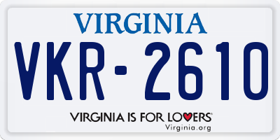 VA license plate VKR2610