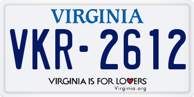 VA license plate VKR2612