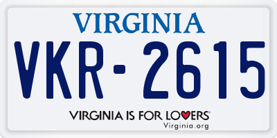 VA license plate VKR2615