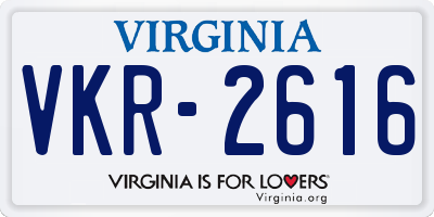VA license plate VKR2616