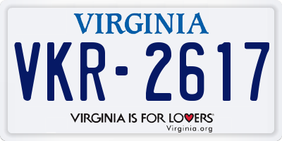 VA license plate VKR2617