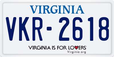 VA license plate VKR2618