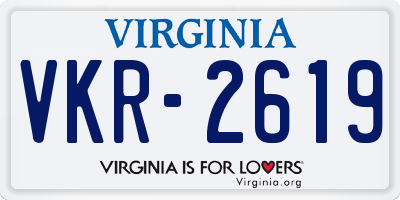 VA license plate VKR2619