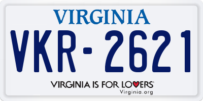 VA license plate VKR2621