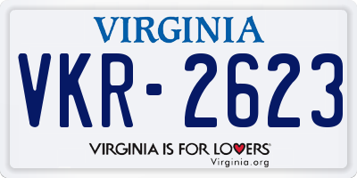 VA license plate VKR2623