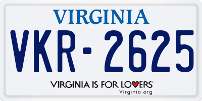 VA license plate VKR2625