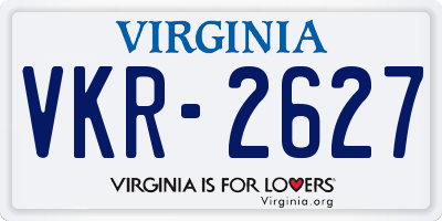 VA license plate VKR2627