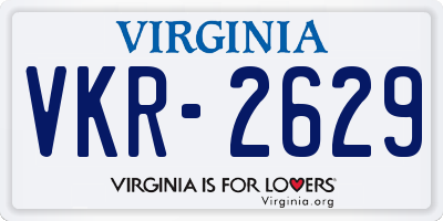 VA license plate VKR2629