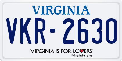 VA license plate VKR2630