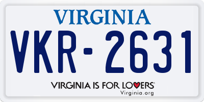 VA license plate VKR2631