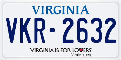VA license plate VKR2632