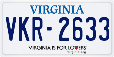VA license plate VKR2633