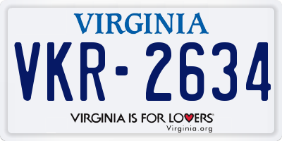 VA license plate VKR2634