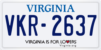 VA license plate VKR2637
