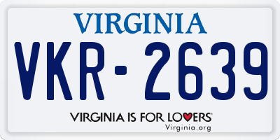 VA license plate VKR2639