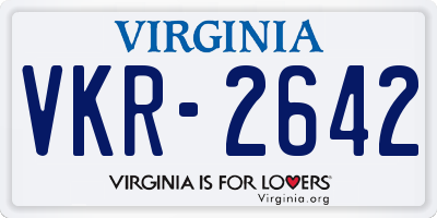 VA license plate VKR2642