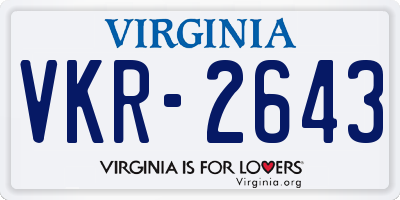 VA license plate VKR2643