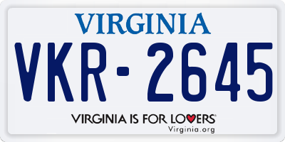 VA license plate VKR2645