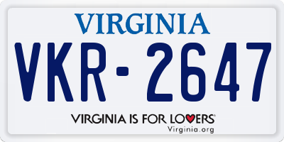 VA license plate VKR2647