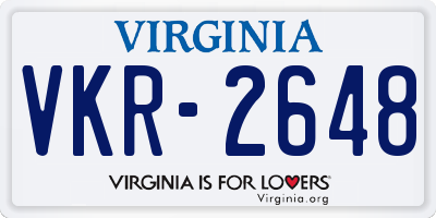 VA license plate VKR2648