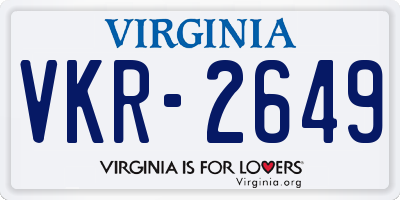 VA license plate VKR2649