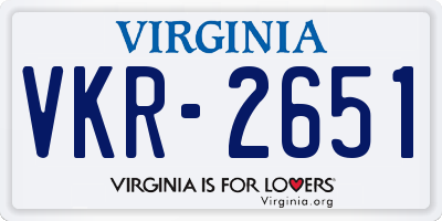 VA license plate VKR2651