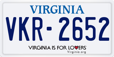 VA license plate VKR2652