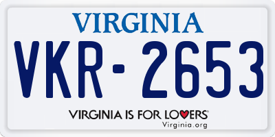 VA license plate VKR2653