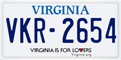 VA license plate VKR2654