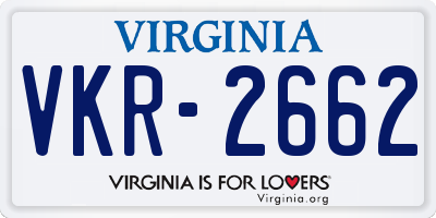VA license plate VKR2662