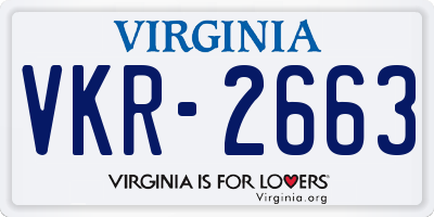 VA license plate VKR2663