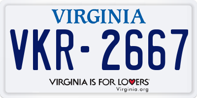 VA license plate VKR2667