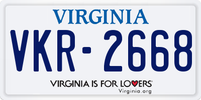 VA license plate VKR2668