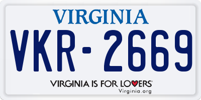 VA license plate VKR2669