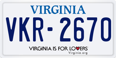 VA license plate VKR2670