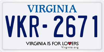 VA license plate VKR2671